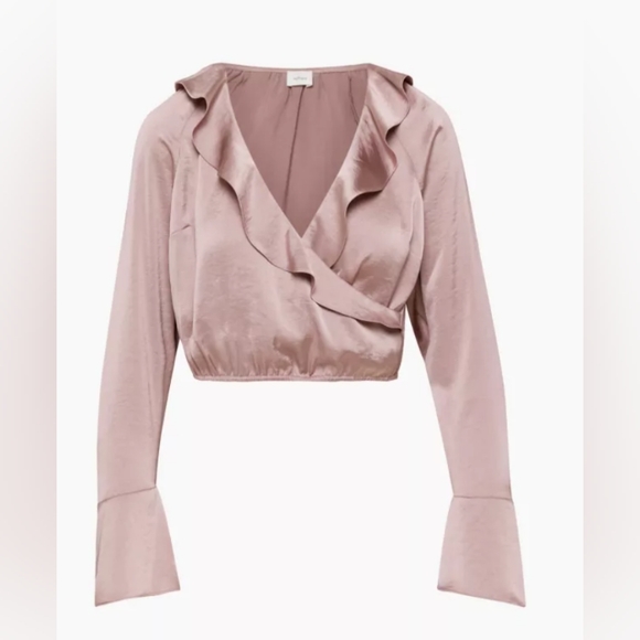 Spartina Satin BlouseSatin V-neck ruffle blouse - Picture 5 of 10